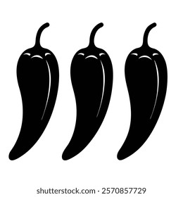 Stylized chilli pepper group silhouettes for culinary themes