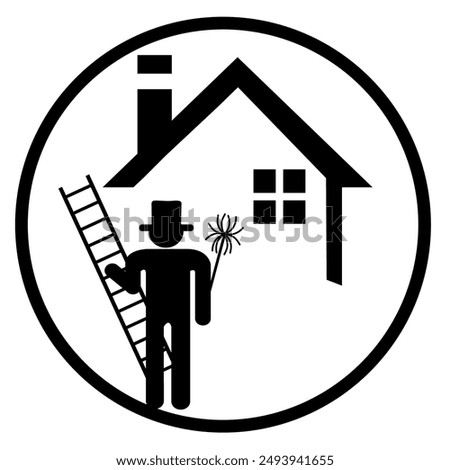 Stylized chimney sweeper hold chimney sweep broom