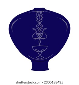 Stylized Chinese vase. Flat style illustration. Element for design
