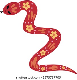 Stylized Chinese Zodiac Snake Animal Hand Drawn Vector Illustration