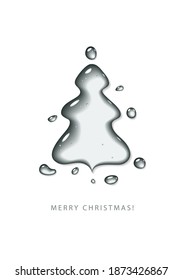 Stylized chistmas tree isolated on white background. Greeting card. Vector illustration.