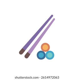 Stylized Chopsticks with Colorful Dumplings or Mochi Illustration