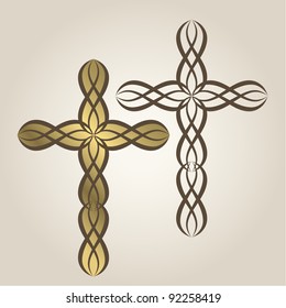 Stylized Christian crosses with fill and outline or outline only
