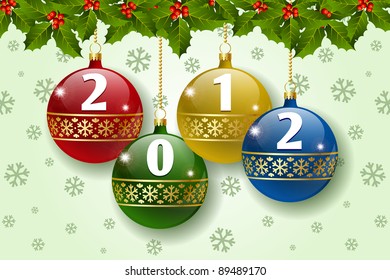 Stylized Christmas balls with number 2012