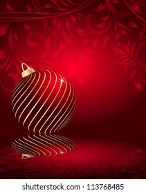 stylized Christmas balls on decorative floral background