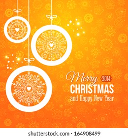 Stylized Christmas balls with snowflakes. Vector illustration.