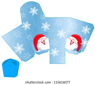 stylized Christmas box with Santa Claus blank template