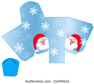 stylized Christmas box with Santa Claus blank template