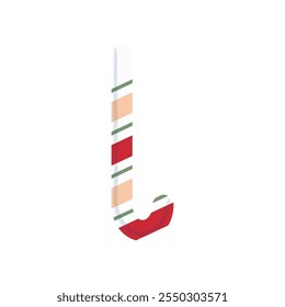 Stylized Christmas candy cane lollypop. Modern geometric Christmas flat design. Holiday theme clip art.