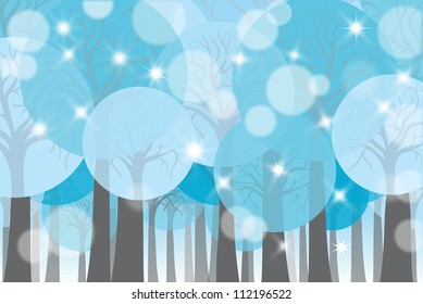 stylized Christmas forest, vector illustration for design