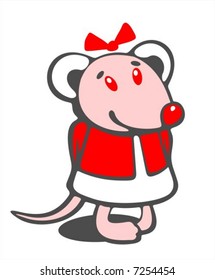 The stylized christmas mouse on  a white background. Digital illustration.