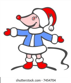 Stylized Christmas mouse on  a white background. Digital illustration.