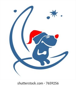 Stylized Christmas mousy contour on  a white background. Digital illustration.