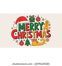 Stylized Christmas Ornaments and Script Typography Celebration Design