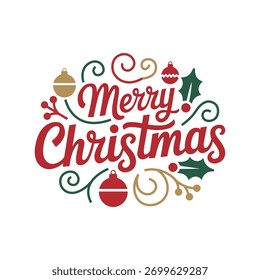Stylized Christmas Ornaments and Script Typography Celebration Design