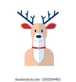 Stylized Christmas reindeer character. Modern geometric Christmas flat design. Holiday theme clip art.