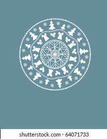 stylized  Christmas  snowflake on blue