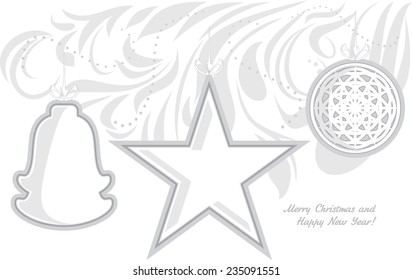 Stylized Christmas toys. Greeting card. Vector