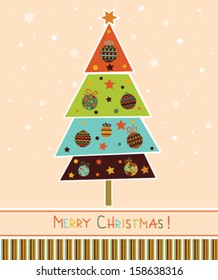 Stylized christmas tree with balls. Vector