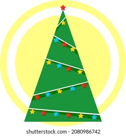 Stylized Christmas tree with decorations. New Year illustration