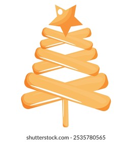 stylized christmas tree with french fries and star on top, for various holiday posters or designs