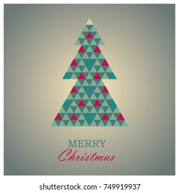 Stylized Christmas tree greeting card with gradient background