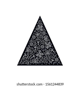 Stylized Christmas tree, hand drawn ornate patterns of flowers, leaves and snowflakes. Vector Design for greeting card, invitation, poster .