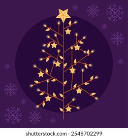 Stilisierter Weihnachtsbaum mit heiligem Dekor, Vektor