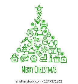 Stylized Christmas tree. Icons. Vector illustration.