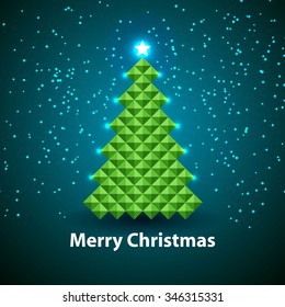 Stylized Christmas tree isolated on background. Vector illustration.