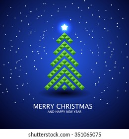 Stylized Christmas tree isolated on background. Vector illustration.