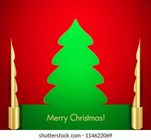 Stylized Christmas tree made of applique paper