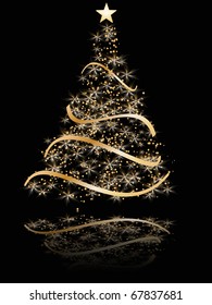 stylized Christmas tree on black background