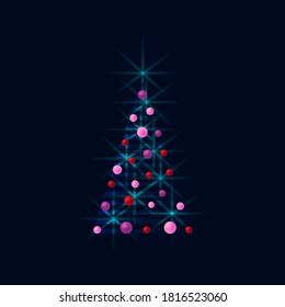 Árbol de Navidad estilizado en un fondo azul con espacio para tu texto. Tarjeta de Navidad. 