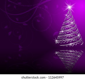 stylized Christmas tree on decorative floral background