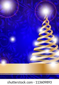 stylized Christmas tree on decorative floral background