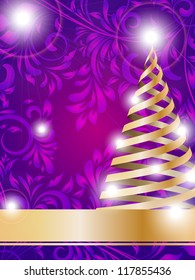 stylized Christmas tree on decorative floral background