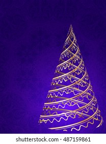 stylized Christmas tree on decorative background. Merry Christmas lettering text for internet sites, gift cards, flyers and presentations. Vector illustration