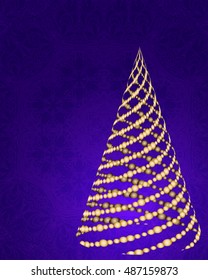 stylized Christmas tree on decorative background. Merry Christmas lettering text for internet sites, gift cards, flyers and presentations. Vector illustration