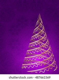 stylized Christmas tree on decorative floral background.  Merry Christmas theme for nternet sites, gift cards, flyers and presentations. Vector illustration