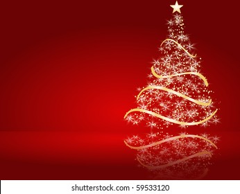 stylized Christmas tree on decorative background