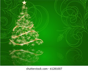 stylized Christmas tree on decorative background
