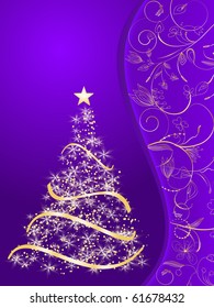 stylized Christmas tree on decorative background