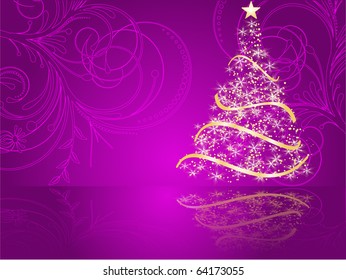 stylized Christmas tree on decorative background