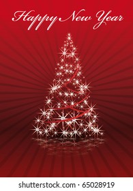 Stylized Christmas tree on decorative background