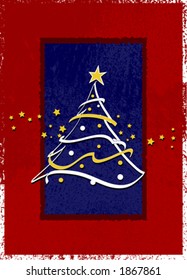 Stylized christmas tree on a grungy background