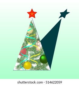 stylized Christmas tree on a light background, vector illustration