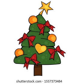 Stylized Christmas tree with red bows