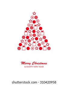 Stylized christmas tree with red decorations