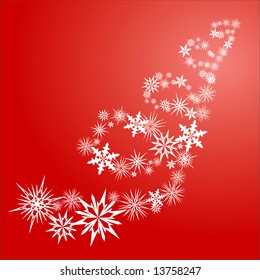 Stylized Christmas tree in spiral shape made from snow flakes